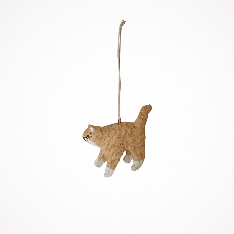 포그리넨워크 페이퍼 마쉐 (갈색 고양이) Paper Mache Brown Cat